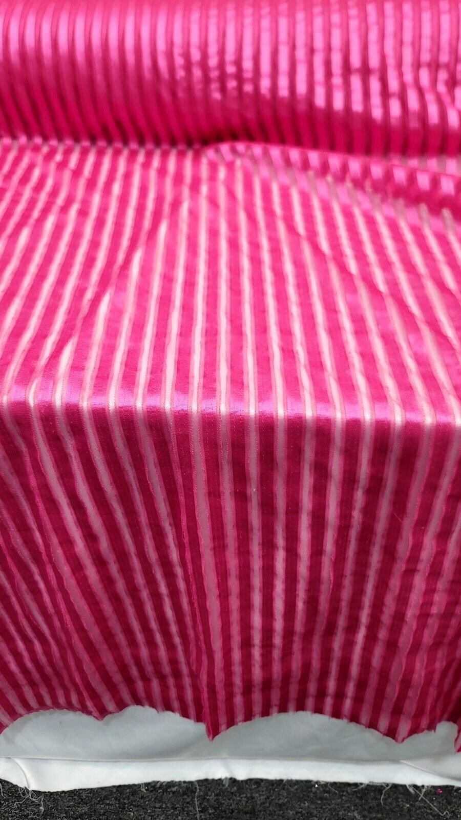 Embroidered Lace Fabric Fuchsia Ribbon Mesh