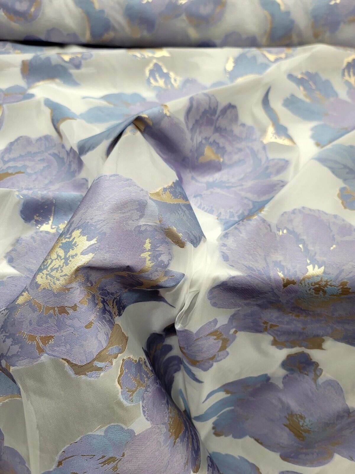 Brocade Floral Organza Fabric Lavender Blue
