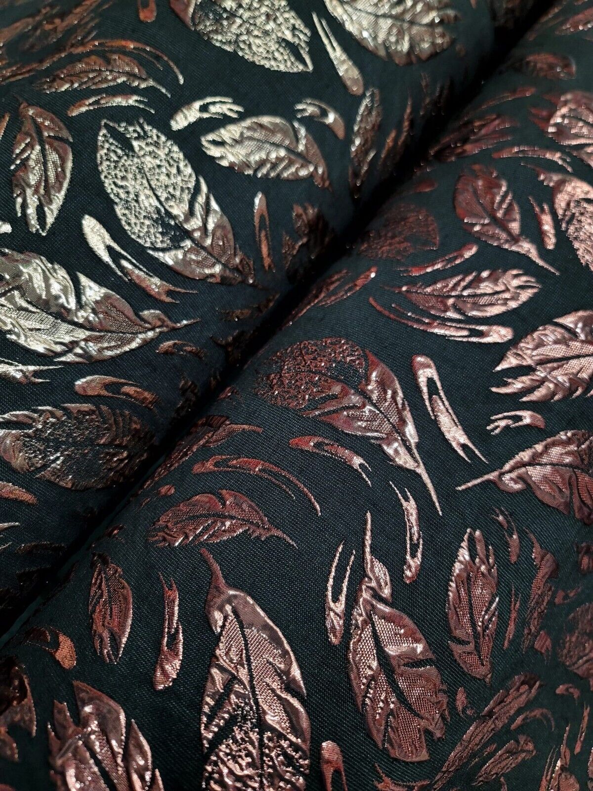 Brocade Jacquard Feathers Rose Gold