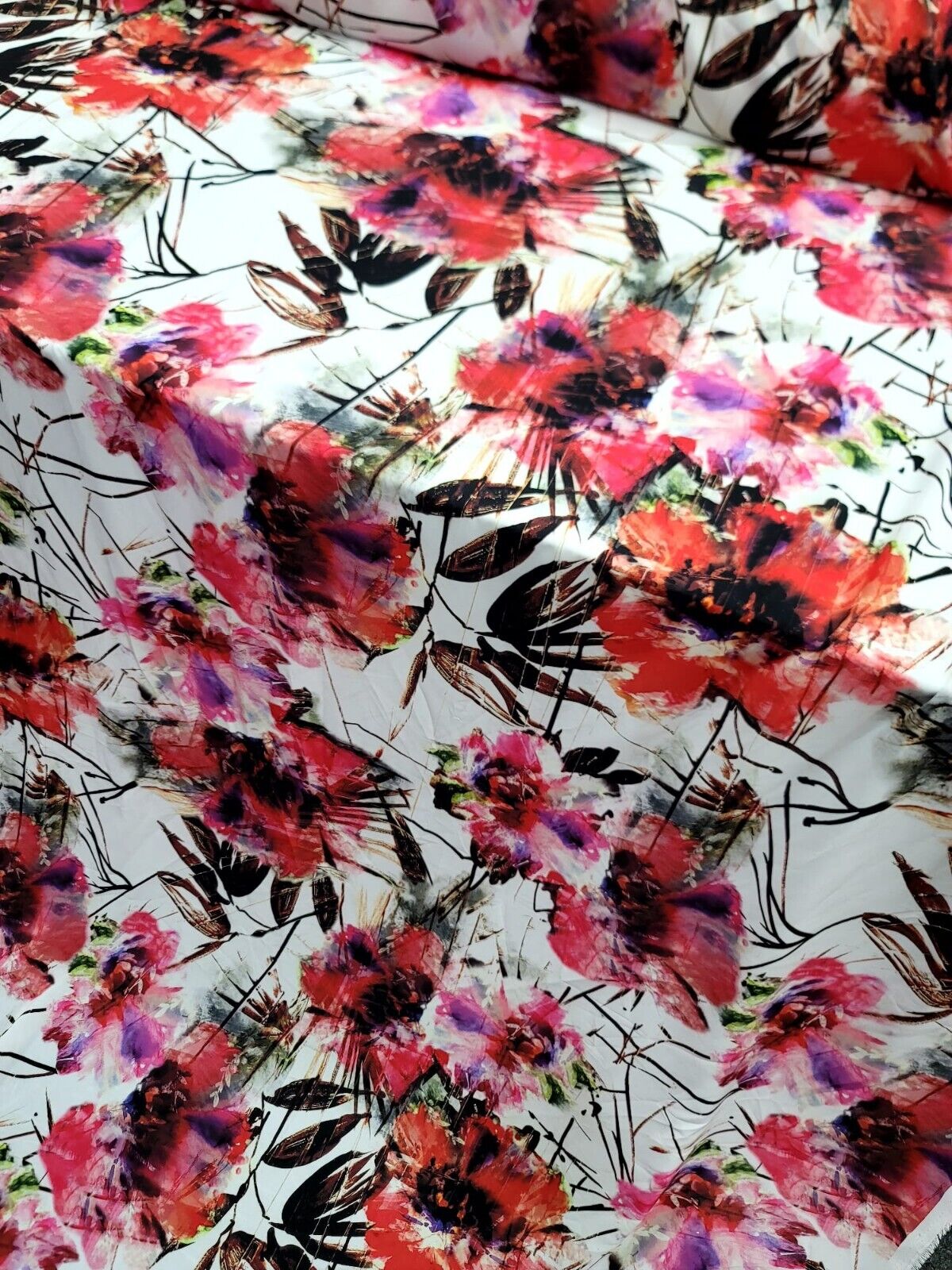 Floral Chiffon Fabric Pink Red Purple