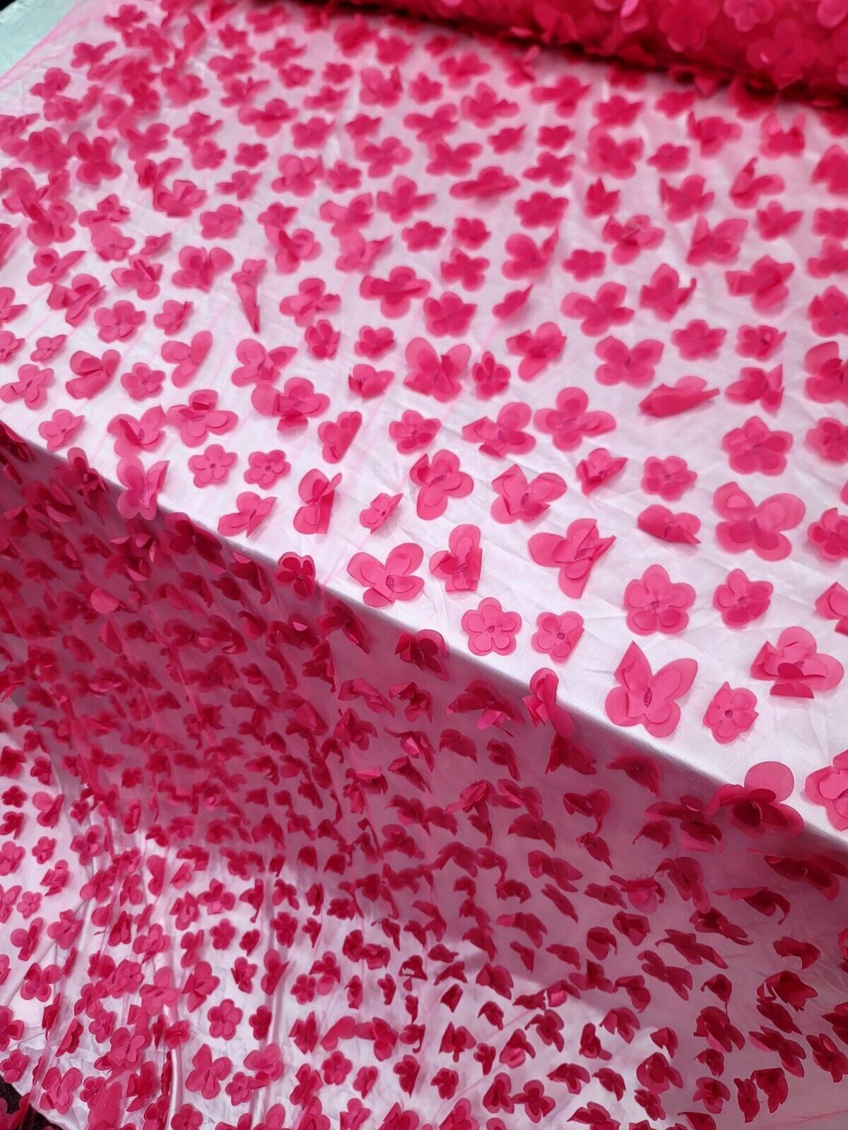 3D Floral Lace Fuchsia with Butterflies