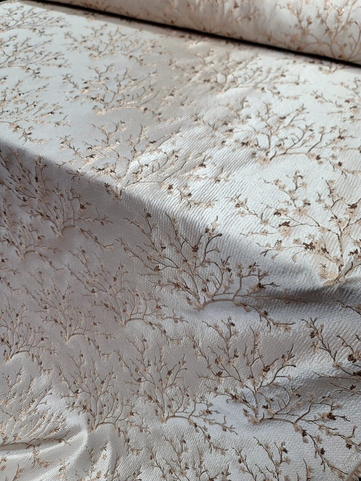 Brocade Jacquard Fabric Rose Gold Metallic Floral