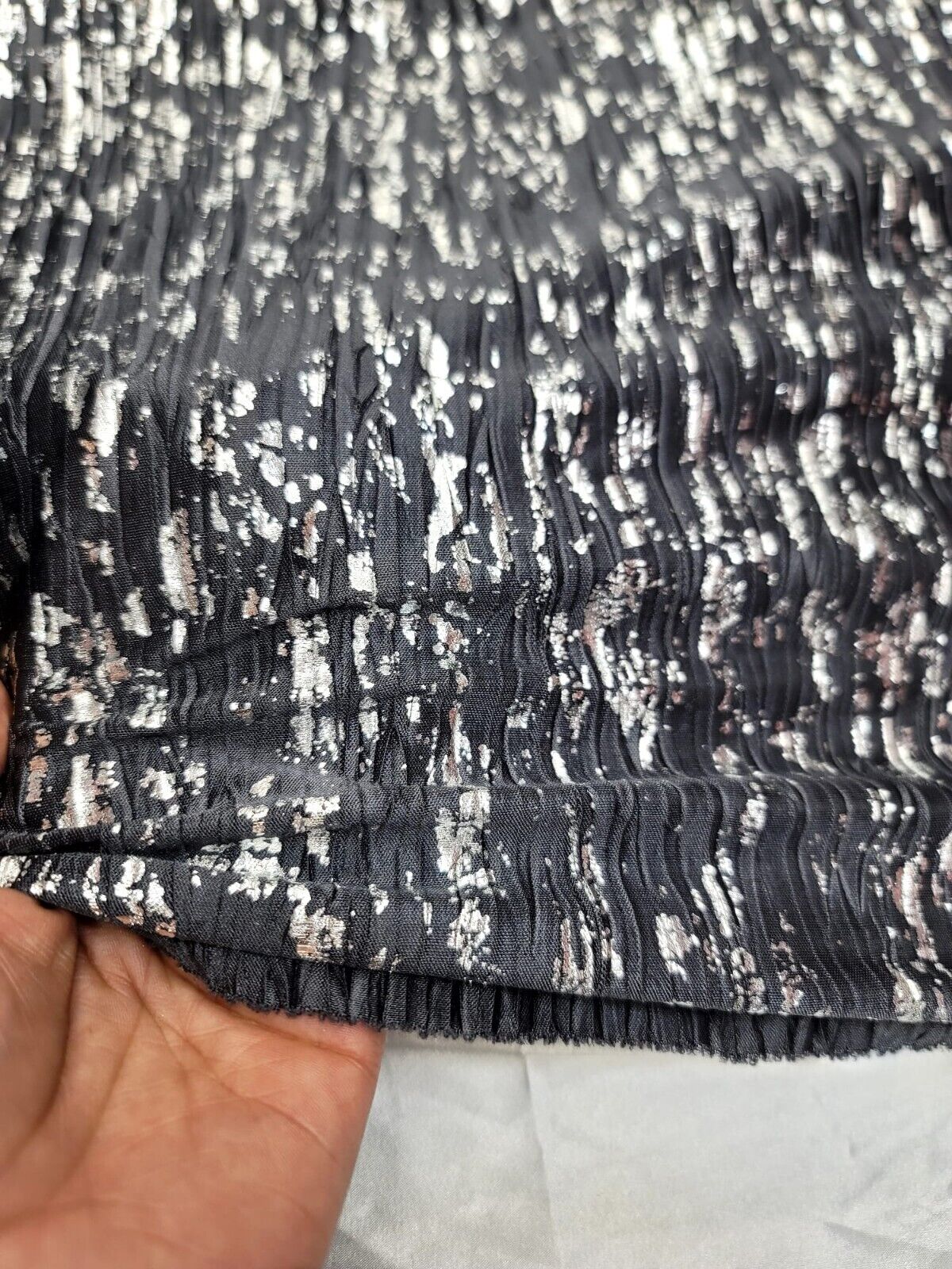 Stretch Pleated Fabric Charcoal Silver