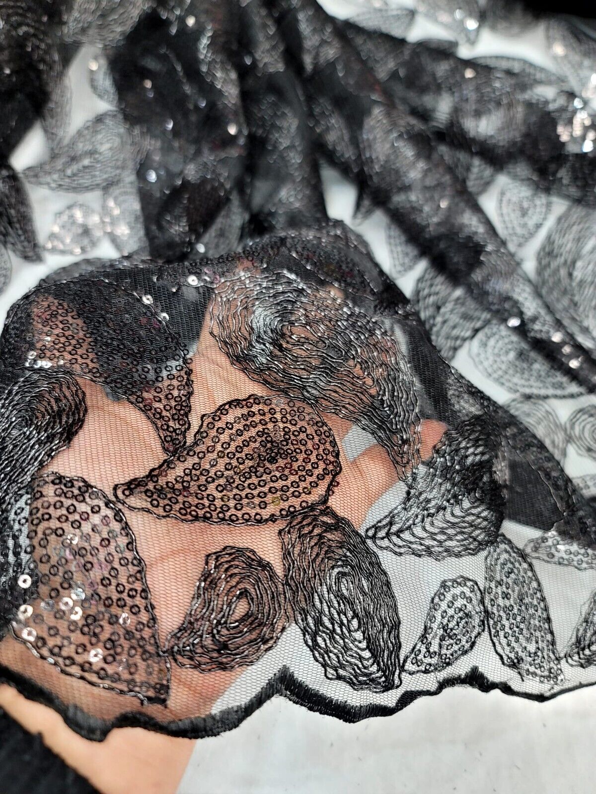 Embroidered Lace Black Sequins