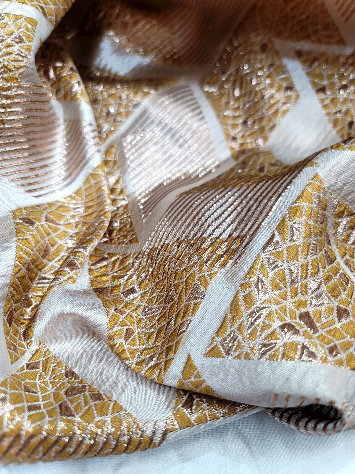 Brocade Jacquard Metallic Gold Beige