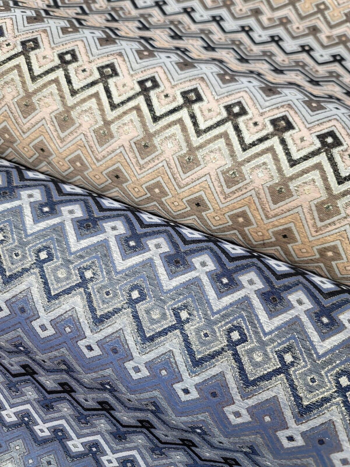 Metallic Brocade Fabric Teal Gold