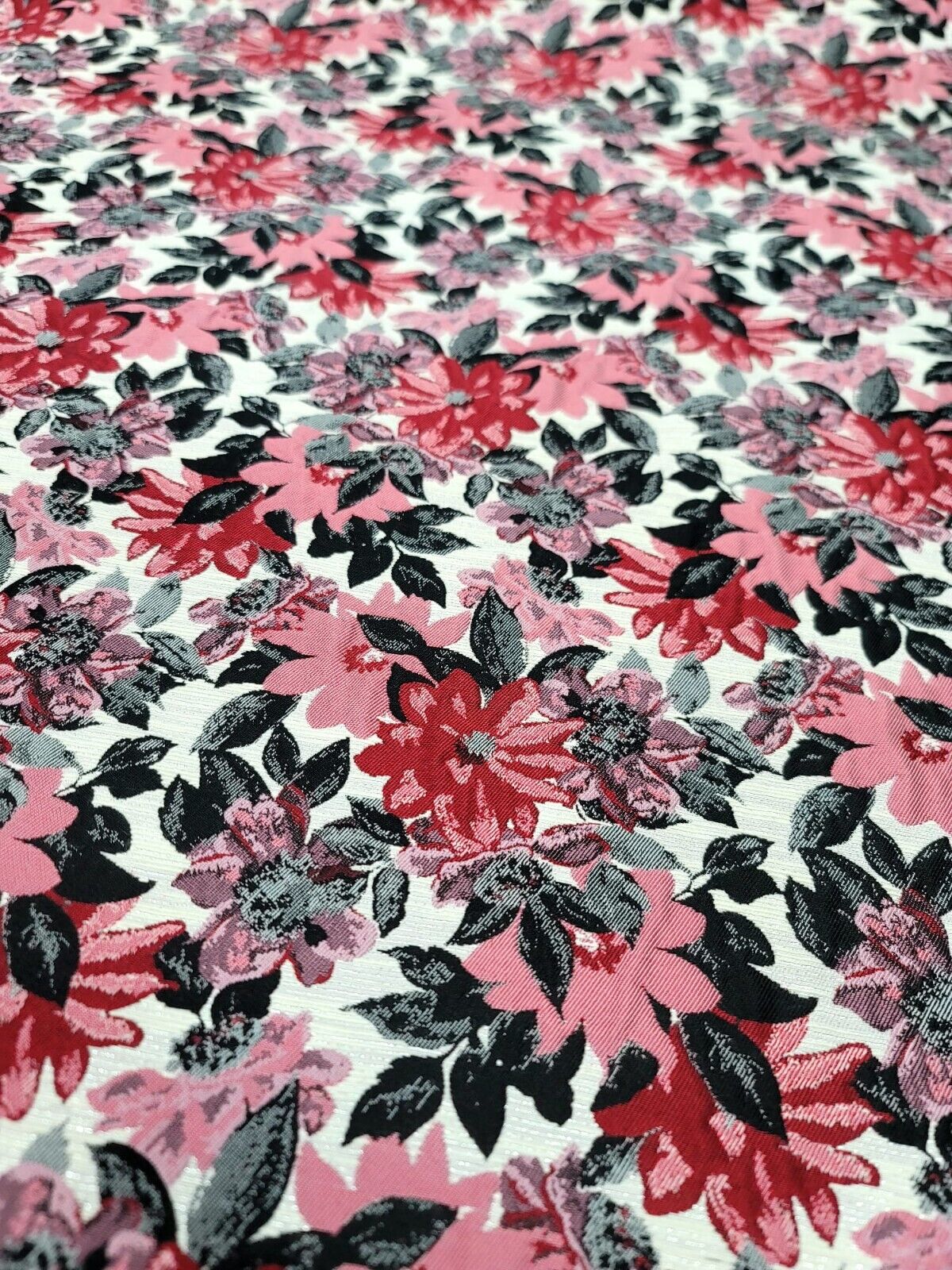 Brocade Jacquard Chenille Floral Mauve Green