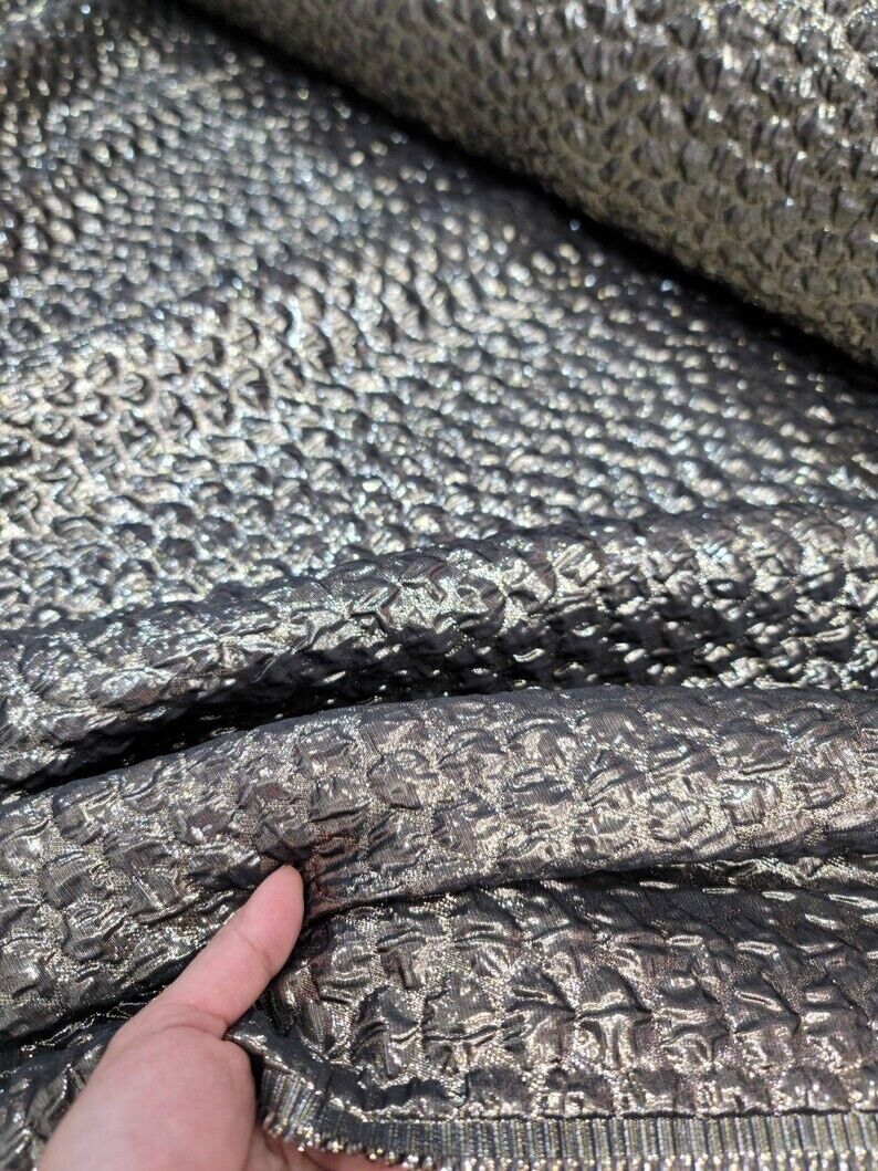Brocade Jacquard Fabric Antique Gold