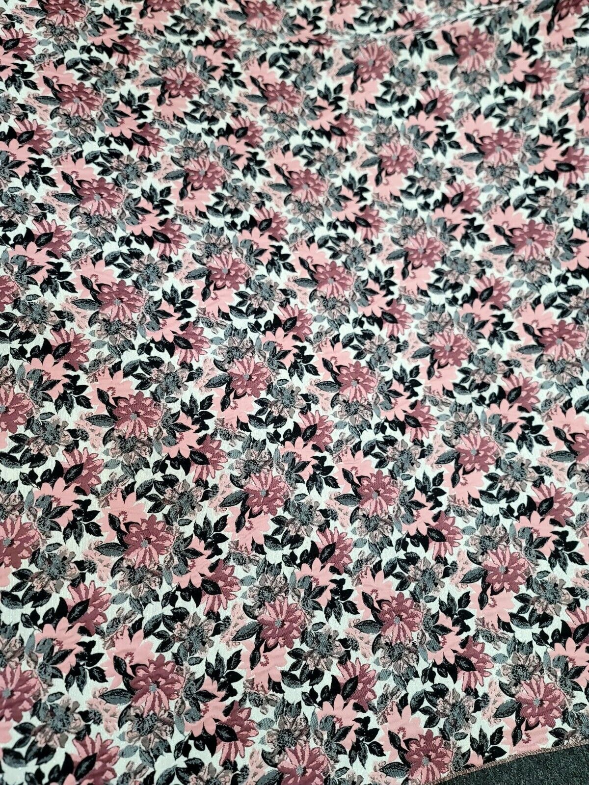 Brocade Jacquard Floral Chenille Fabric Dusty Rose Mauve