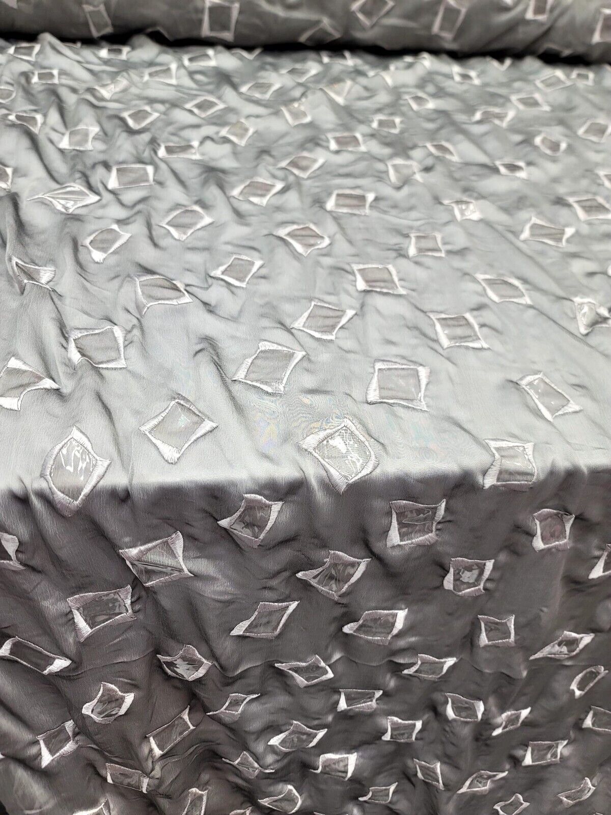 Embroidered Silk Chiffon Polyester Fabric Gray