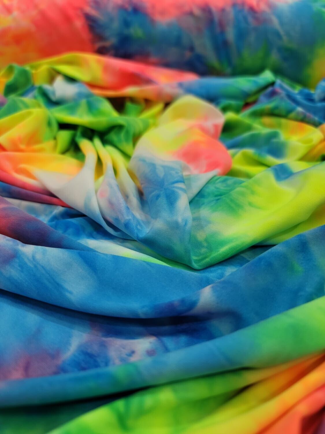 Multicolor Spandex Fabric Neon Tie-Dye