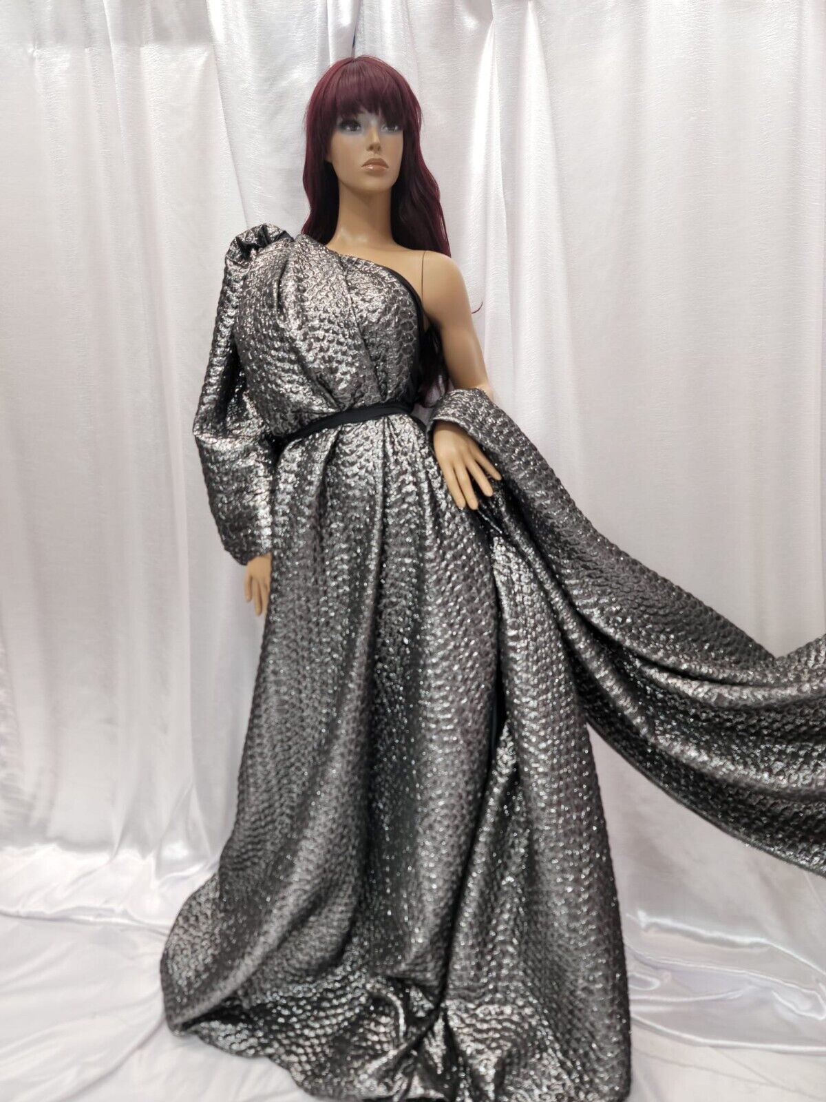 Brocade Jacquard Dark Gray Embossed