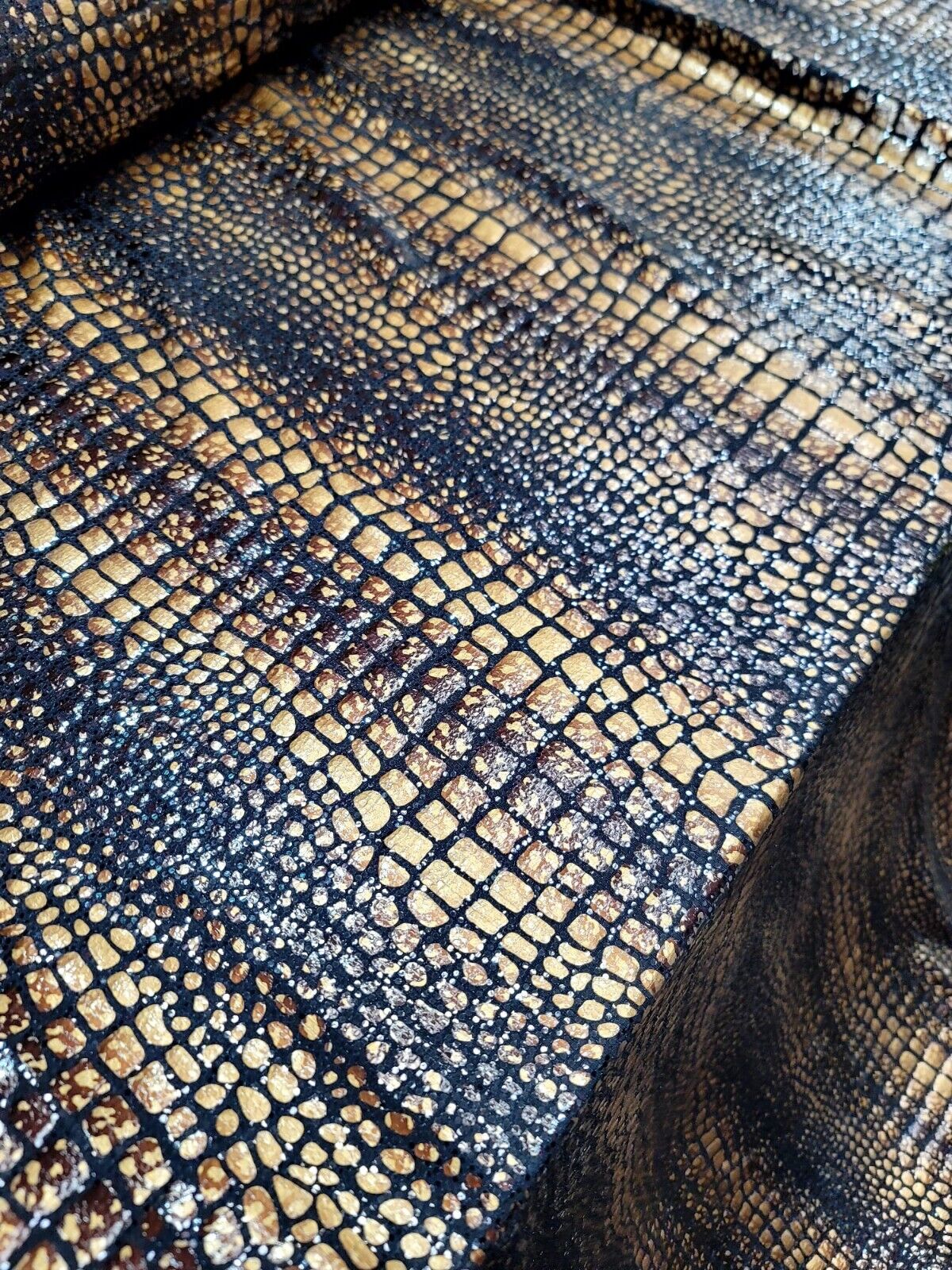 Sequin Stretch Fabric Brown Golden Desert Python Print