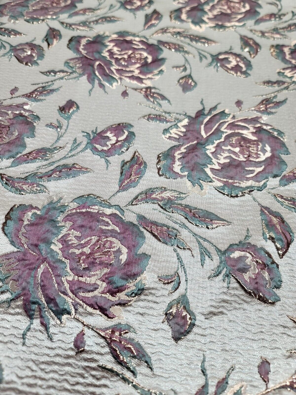 Brocade Jacquard Floral Fabric Beige Mauve