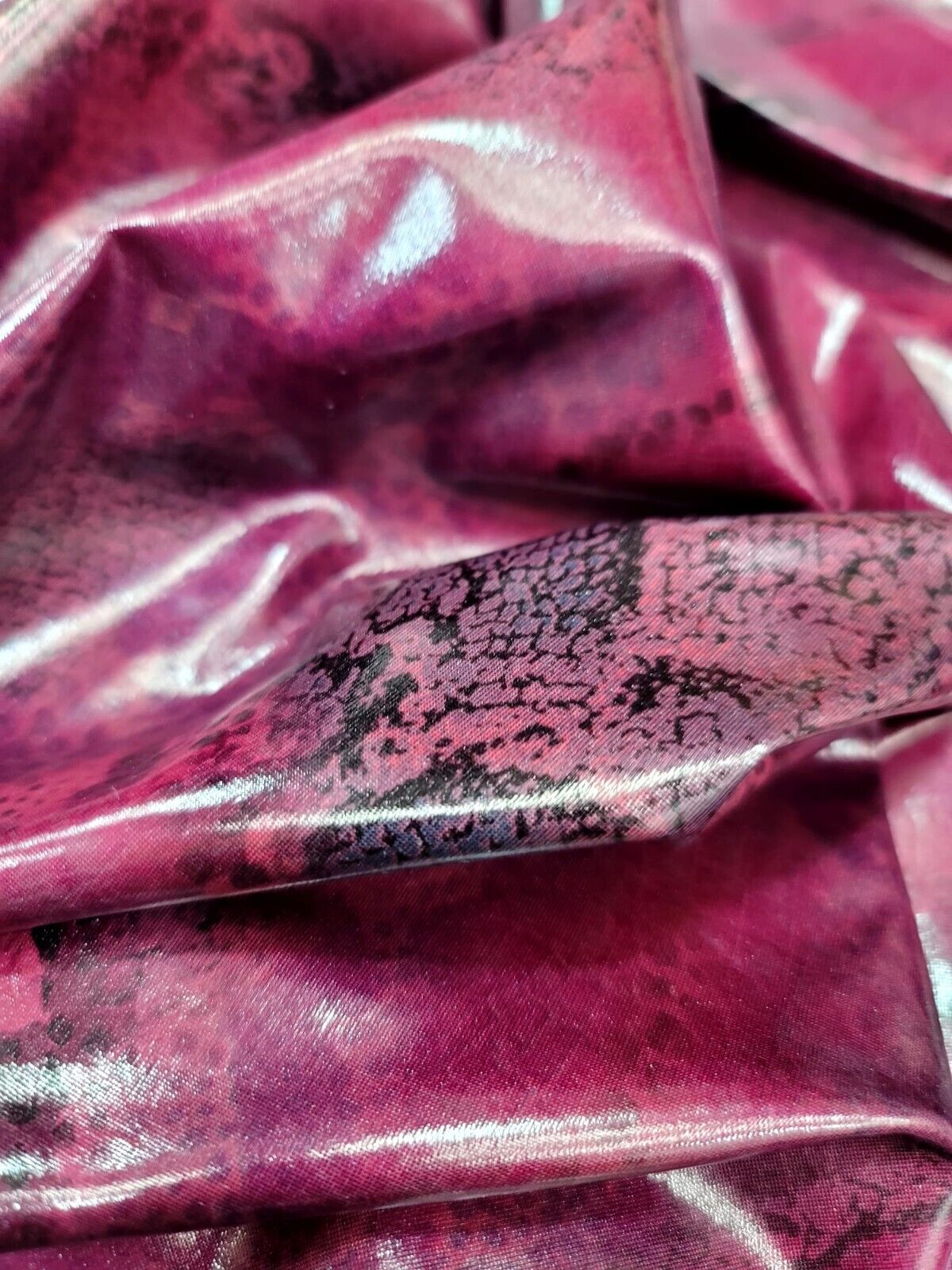 Burgundy Faux Snake Vinyl Fabric