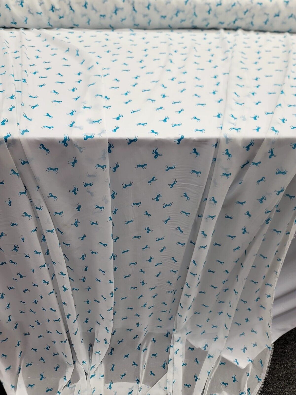 Printed Chiffon Fabric Blue Horses