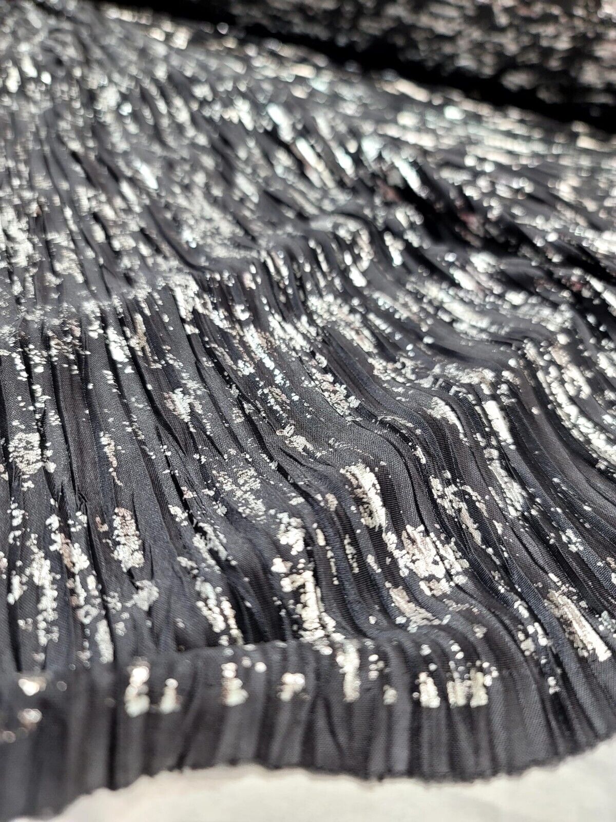 Stretch Pleated Fabric Charcoal Silver