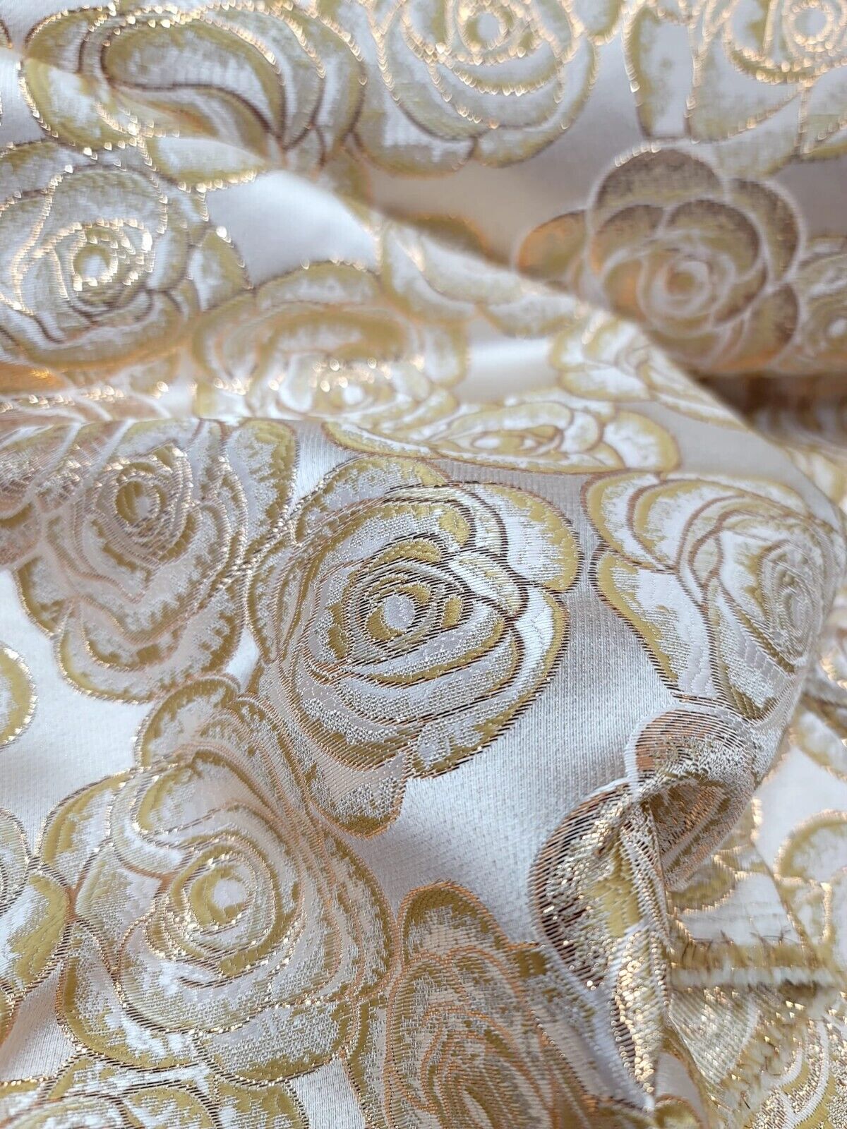 Brocade Jacquard Floral Metallic Beige Gold
