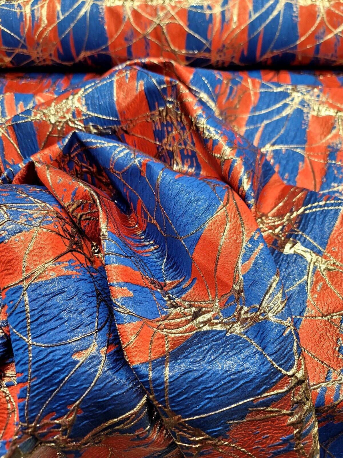 Brocade Jacquard Metallic Fabric Beige