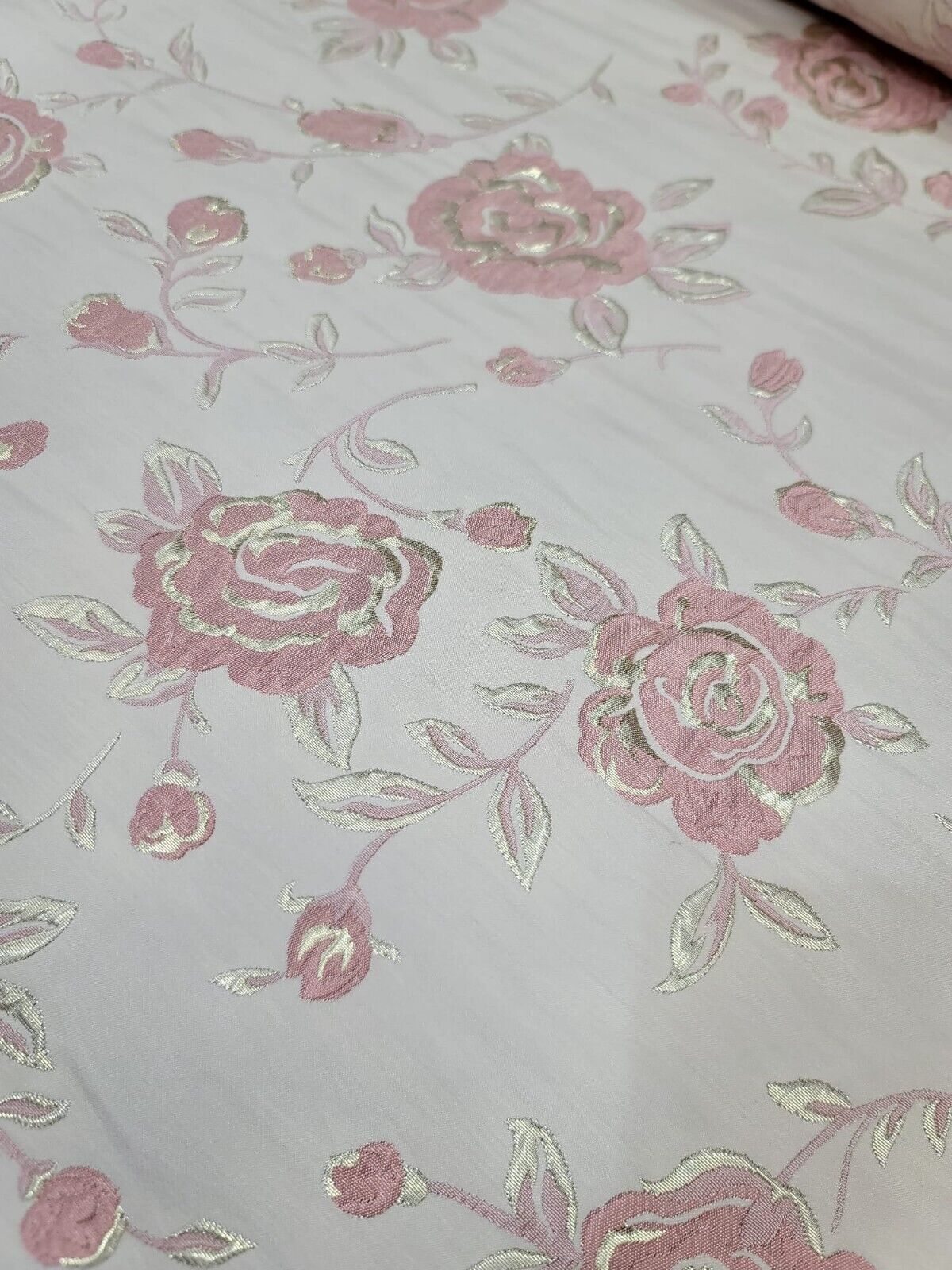 Brocade Jacquard Floral Fabric Blush Gold