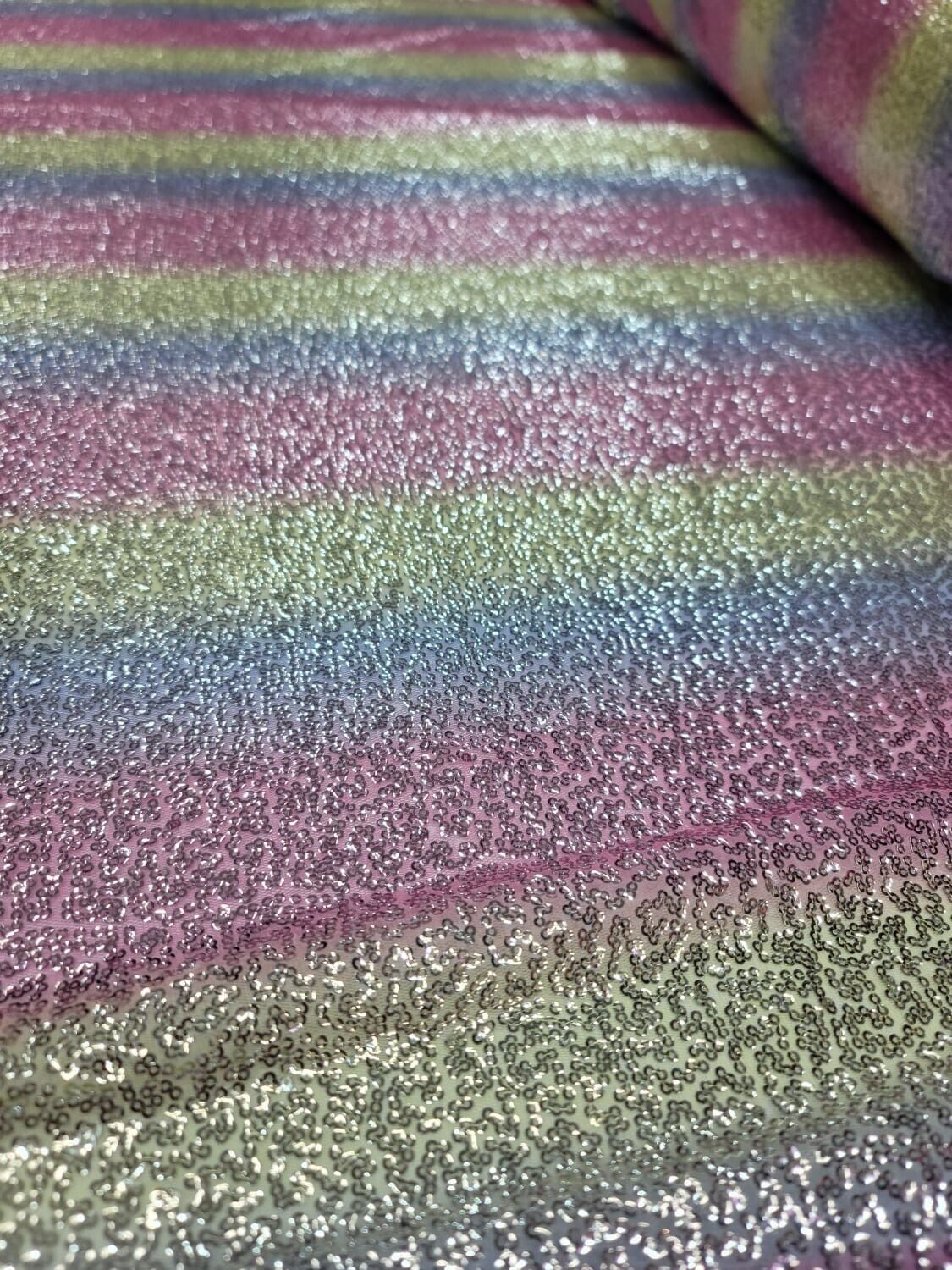 Sequin Fabric Vibrant Rainbow by the Yard
