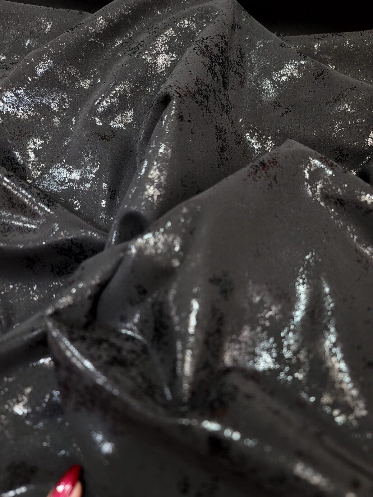 Black Spandex Fabric - Tie Dye Matte Shine