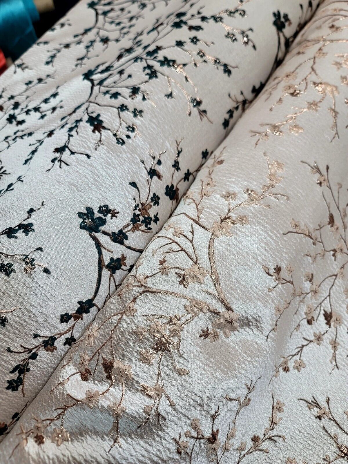 Floral Brocade Jacquard Fabric Hunter Green