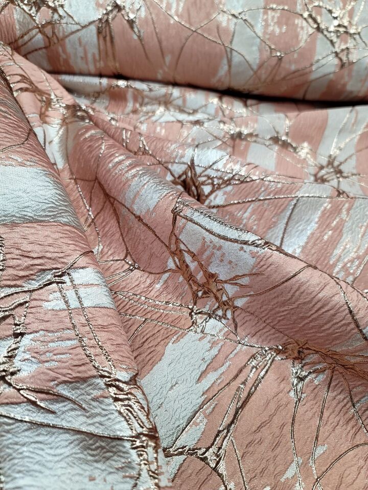 Brocade Jacquard Metallic Rose Gold Fabric