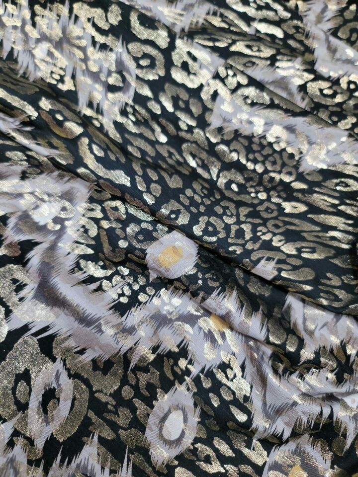 Stretch Fabric Gold Black Animal Print