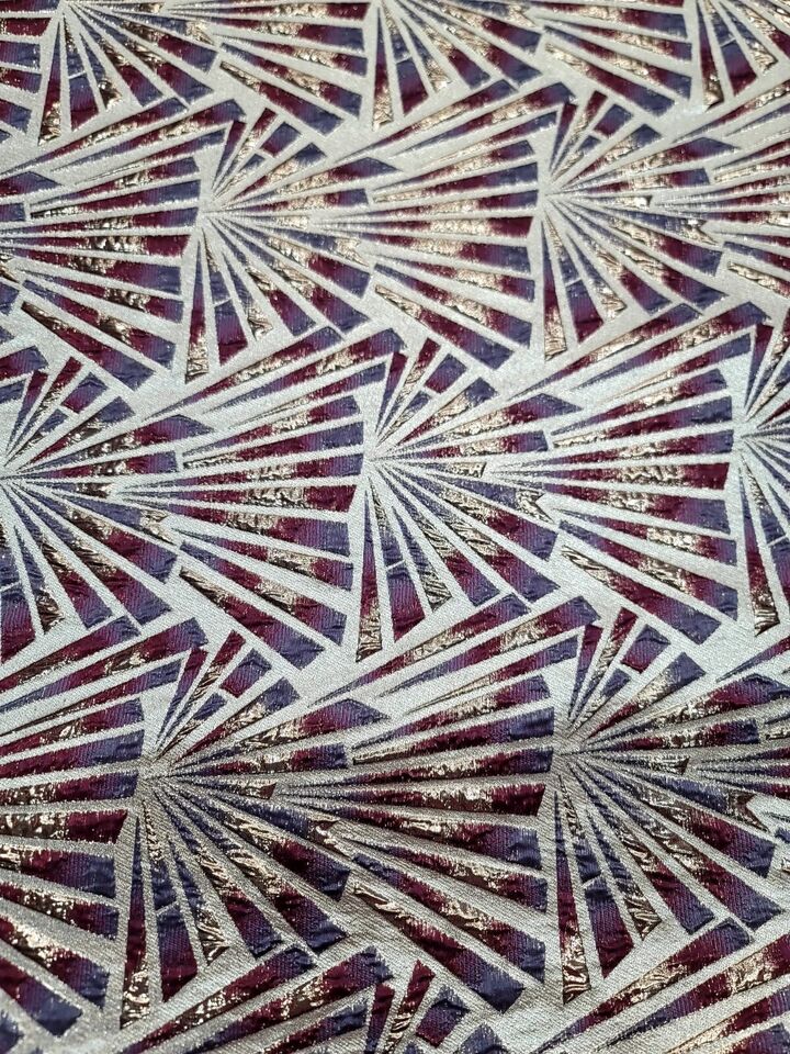 Brocade Jacquard Metallic Geometric Fabric