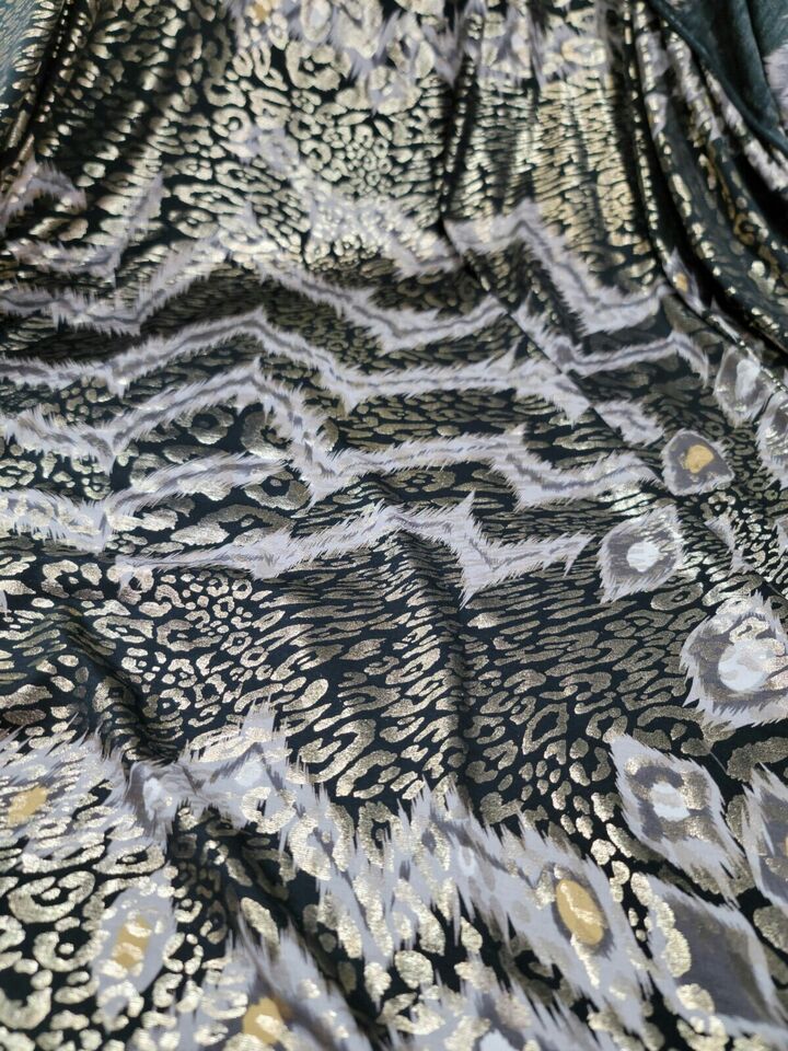 Stretch Fabric Gold Black Animal Print