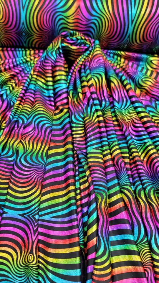 Stretch Foil Spandex Fabric Pink Purple Blue