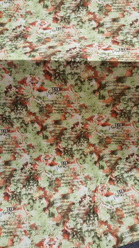 Stretch Spandex Floral Fabric Green Orange
