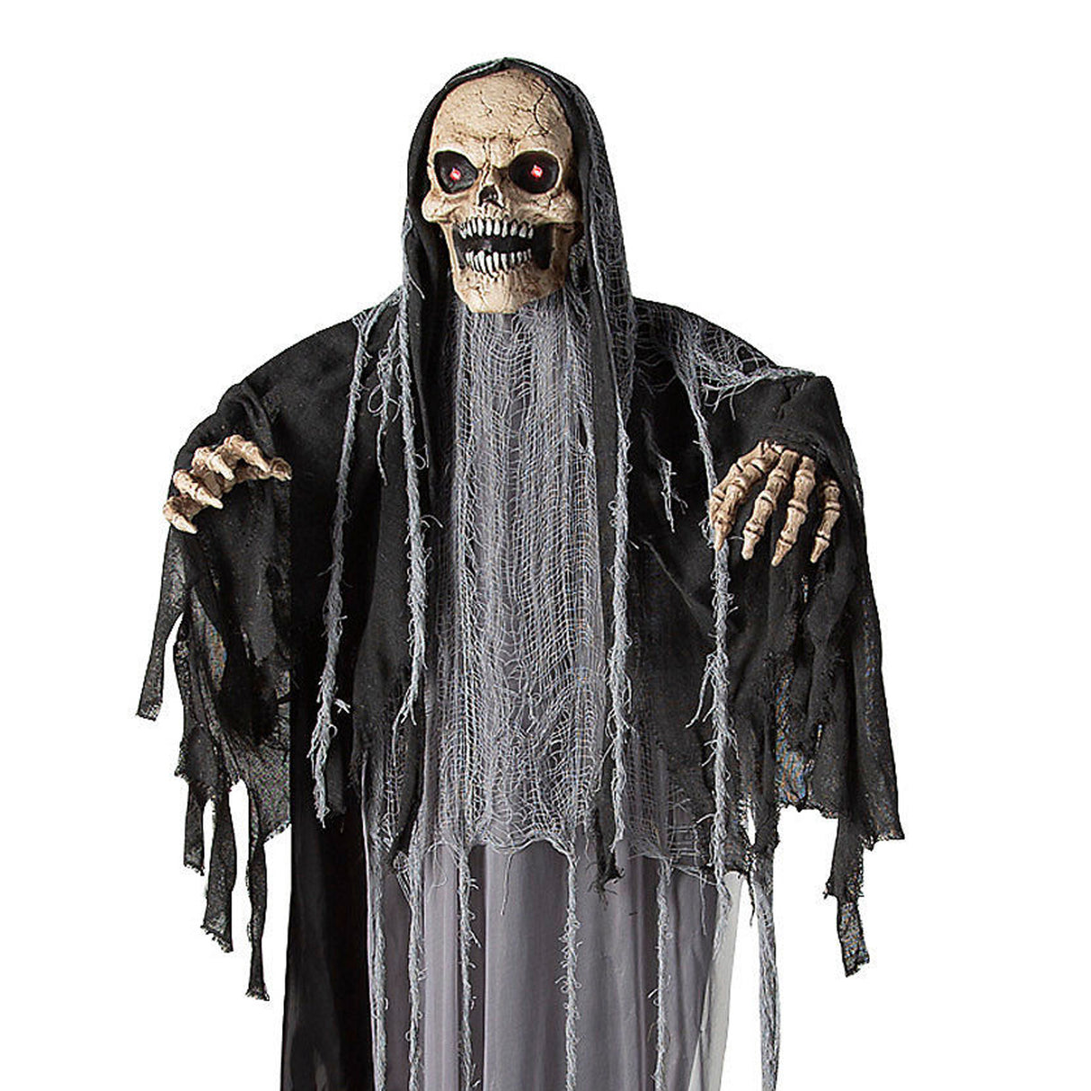 Standing Up & Down Black & Gray Skeleton Reaper Halloween Decoration, 6 Ft.