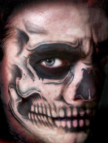 Skull Face Tattoo Halloween Makeup
