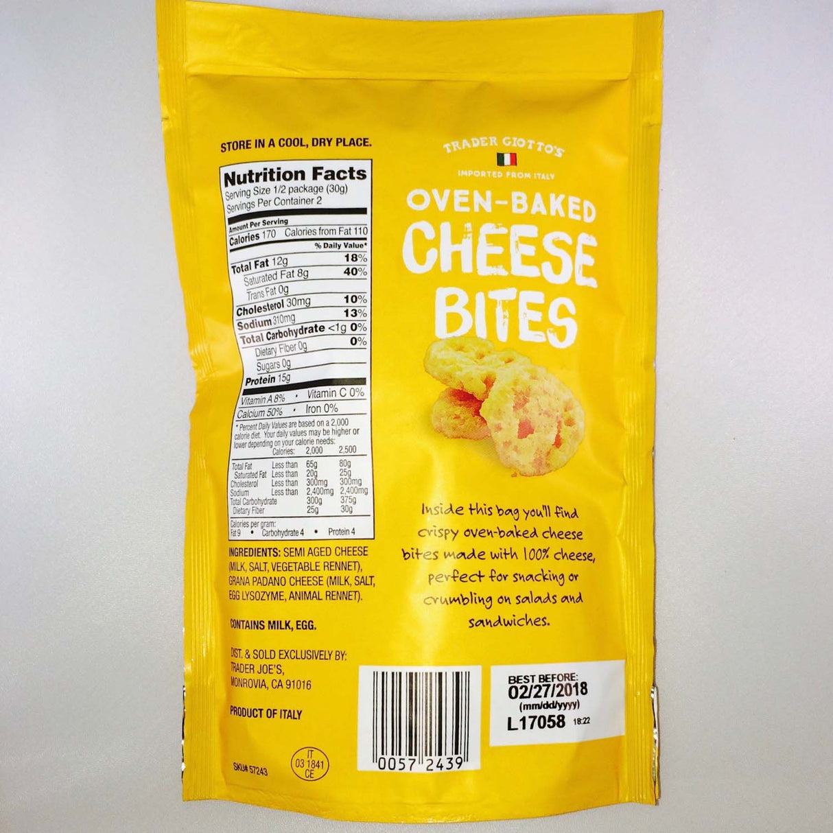 Trader Giotto's Oven-Baked Gluten-Free Cheese Bites, Low Carb Snack - 2.11 oz