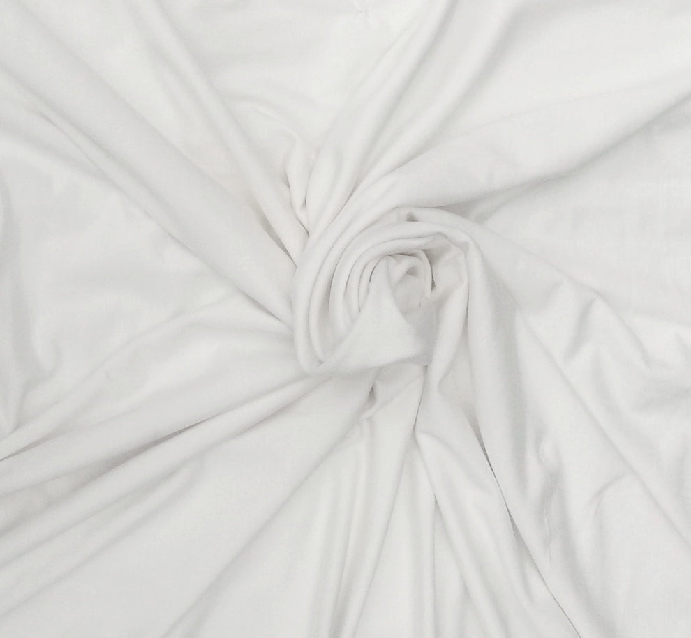 1 Yard Pure White Bamboo Spandex Jersey Knit Luxuriously Soft Fabric for Apparel & Accessories