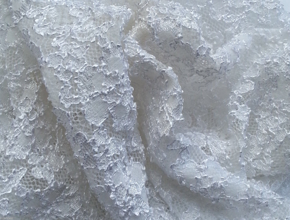 1 Yard White Nylon Spandex French Lace Fabric Elegant Stretch Lace for Lingerie, Dresses & Accessories