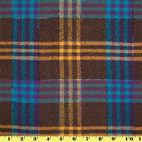 Plaid Wool Blend Woven Fabric
