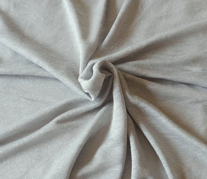 1 Yard Gray Linen Jersey Fabric Lightweight Breathable Knit Material for Shirts and Dresses