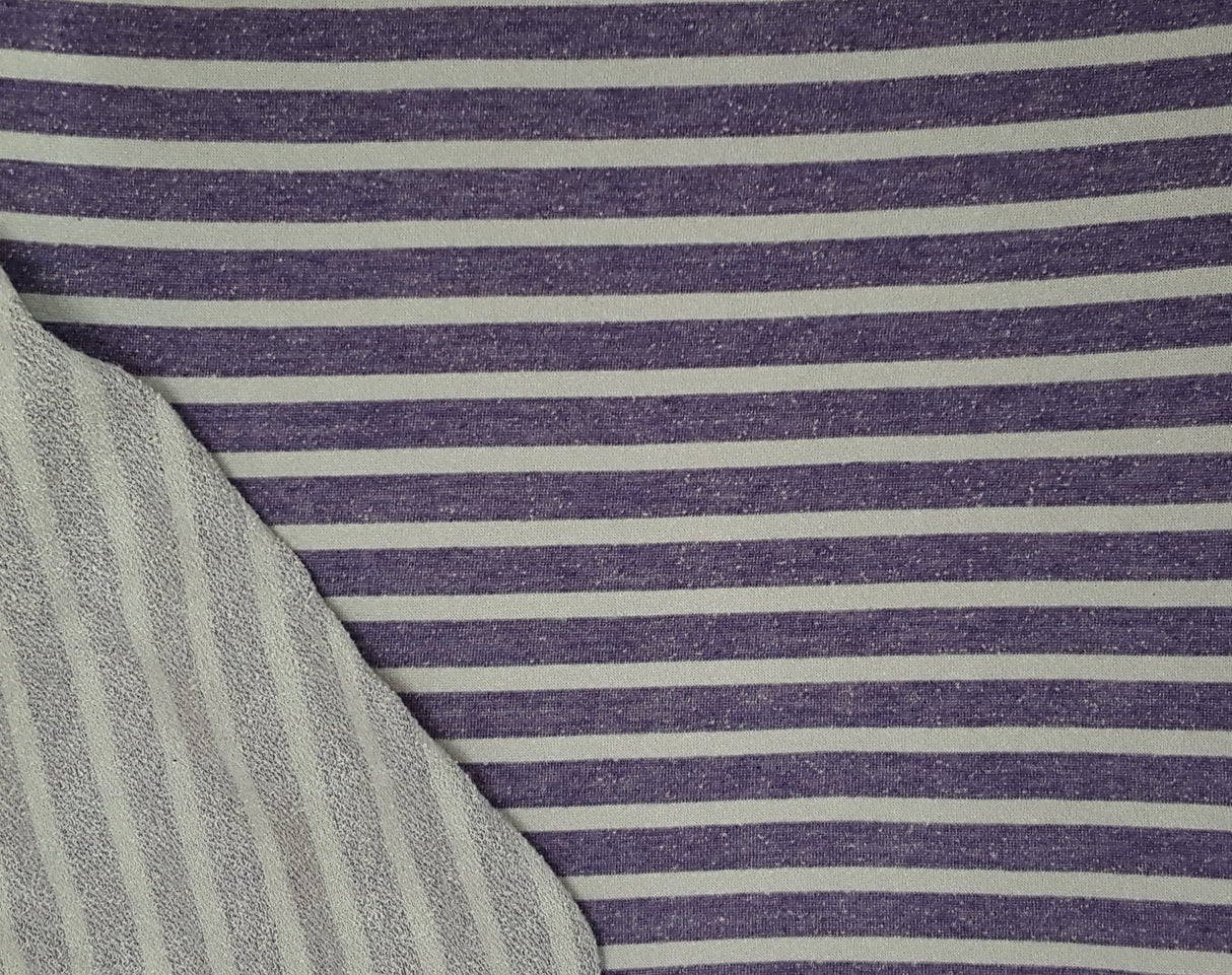 French Terry Knit Purple Gray Stripe