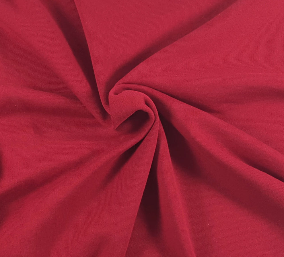 1 Yard Red Cotton Blend Fleece Fabric Soft Warm Comfortable Material