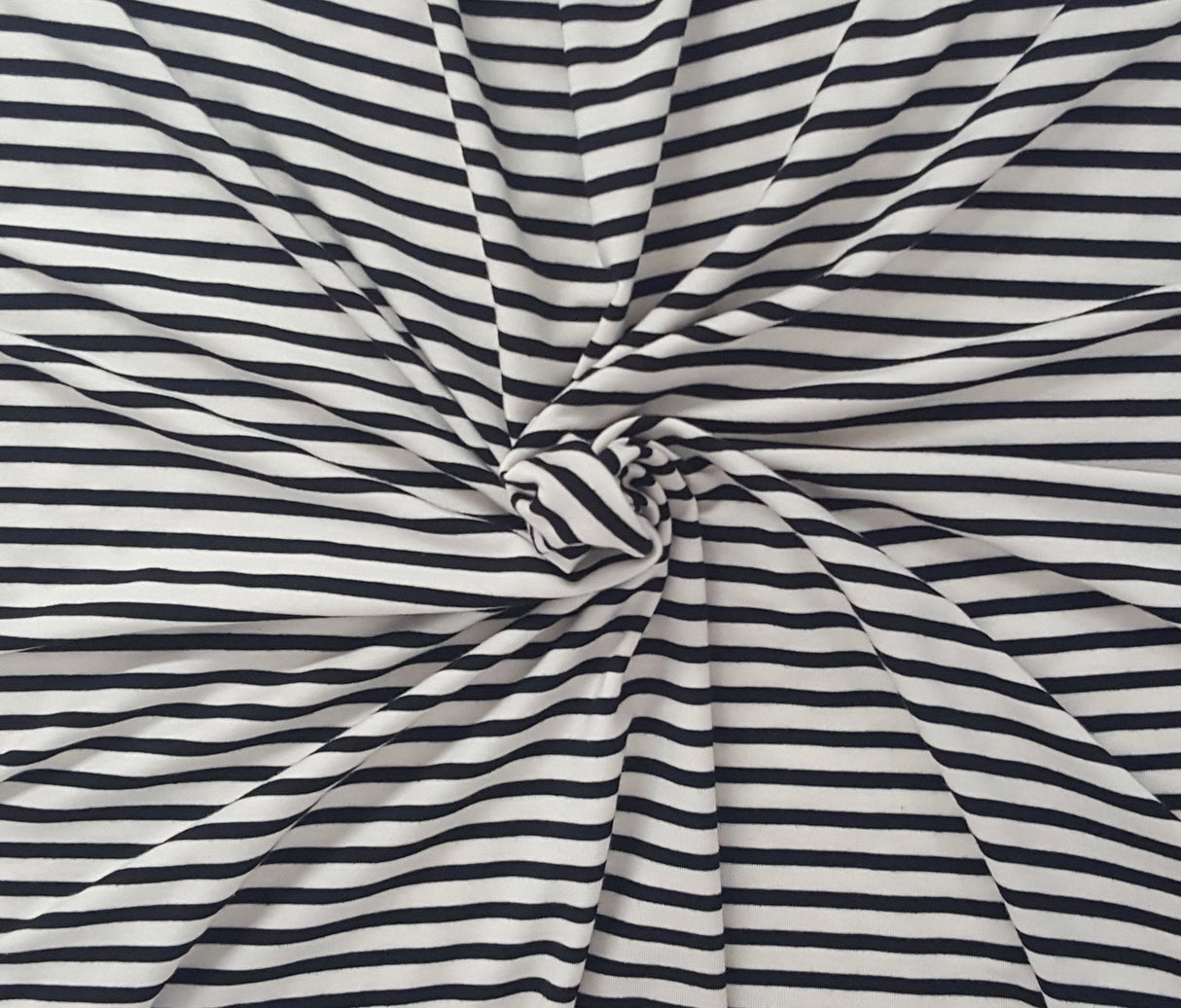 Tencel Spandex Jersey Black Off White Stripe
