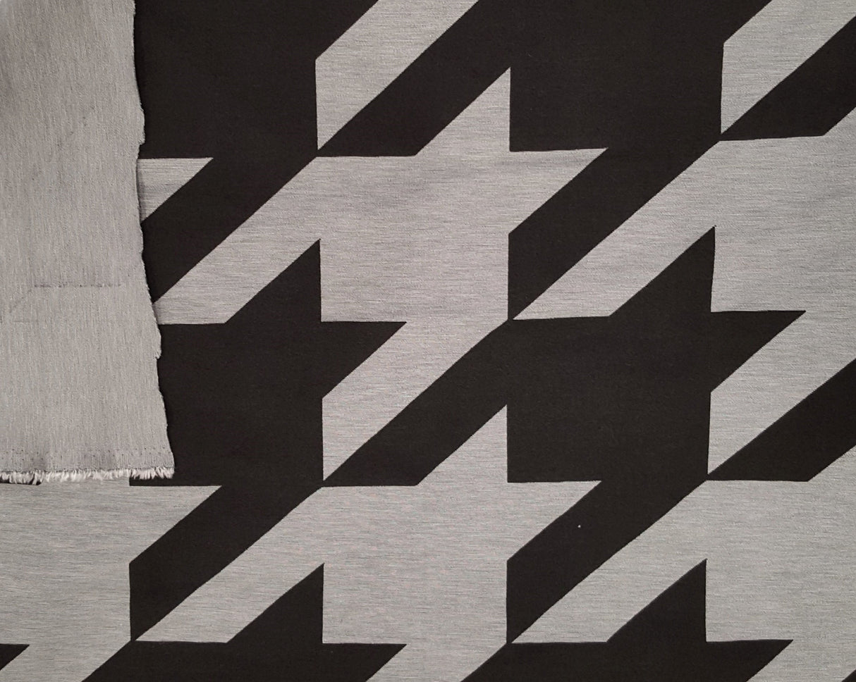Ponte Roma Knit Black Gray Houndstooth