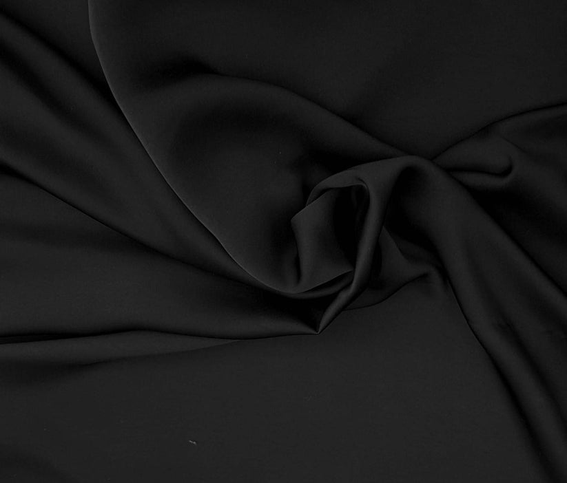1 Yard Black Laundered Tissue Satin Fabric Lightweight Soft Sheer