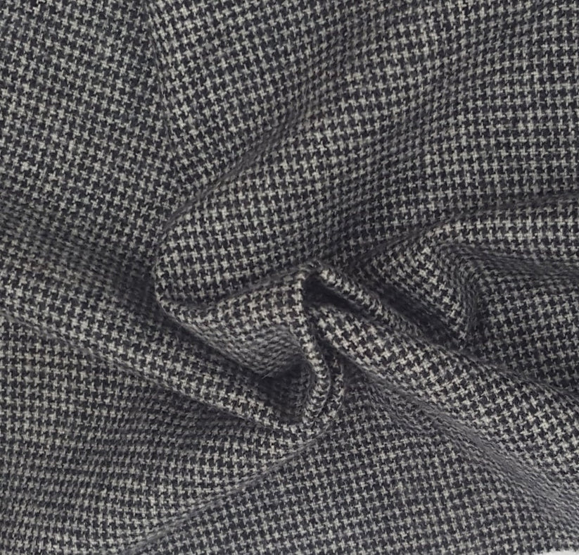 1 Yard Houndstooth Black Gray Woven Wool Fabric
