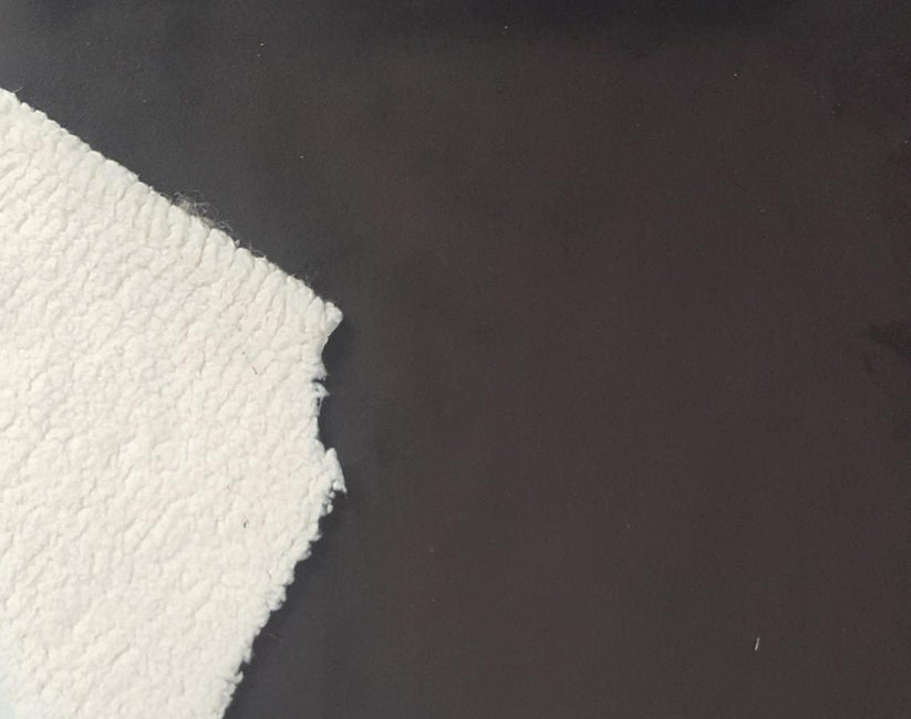 1 Yard Brown Vegan Suede with Ivory Sherpa Fleece Knit Double Sided Fabric