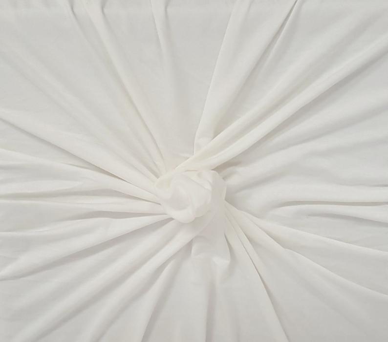 1 Yard Ivory Bamboo Spandex Jersey Knit Fabric Ultra Soft Sustainable Stretch Material for Apparel