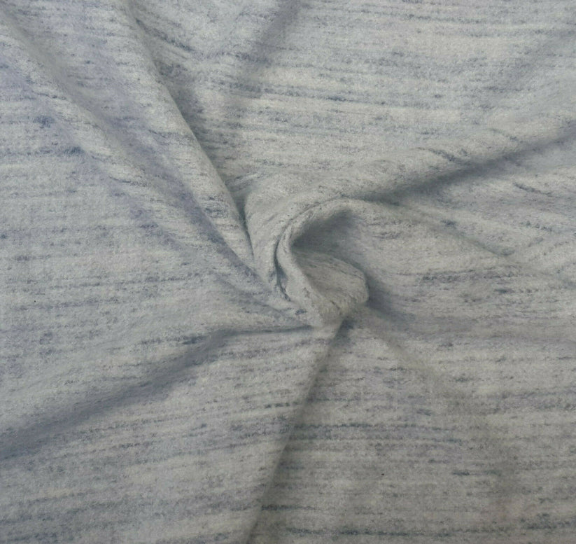 1 Yard Denim Streaks Cotton Rich Fleece Knit Fabric for Sweatshirts, Joggers, Loungewear, and Jackets