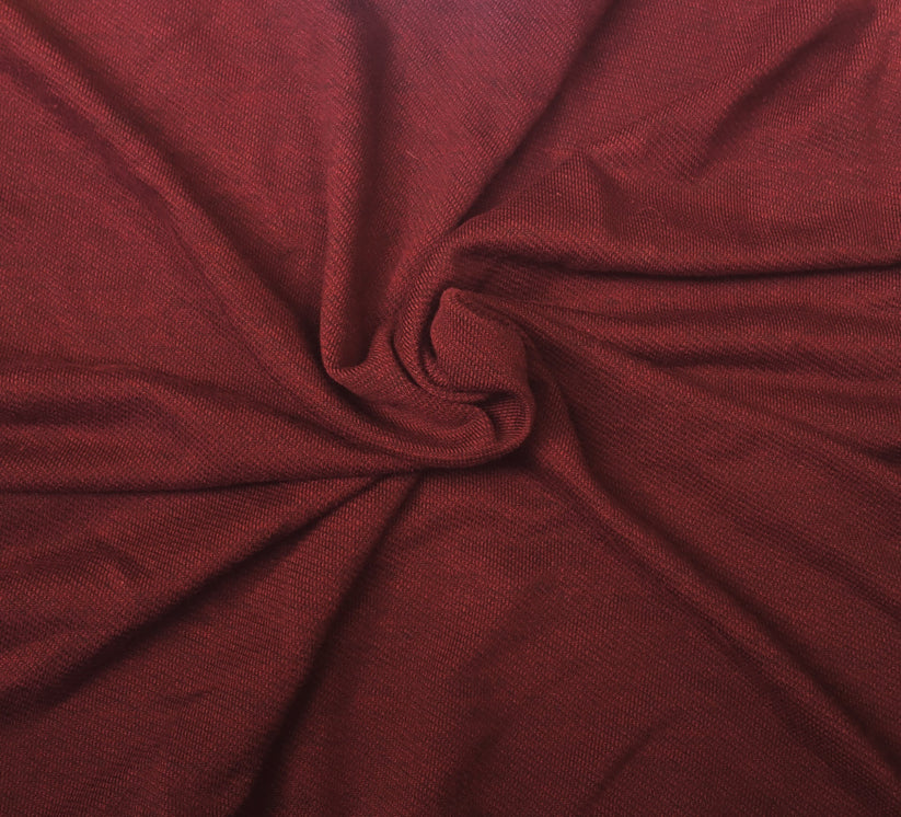 1 Yard Two Tone Burgundy Black Yarn Dye Rayon Cotton Blend French Terry Knit Fabric